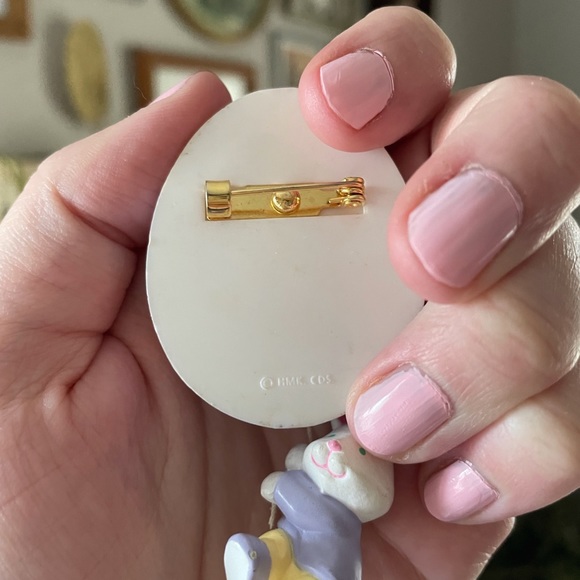 Easter Egg Brooch with Hanging Bunny | Easter - Picture 2 of 2